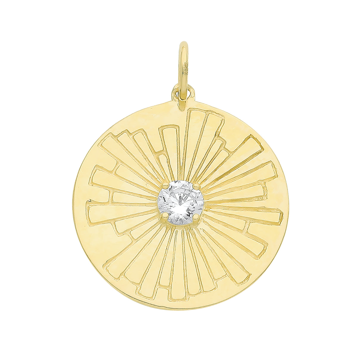 9ct Gold Sun Rays Disc Pendant - PN1235