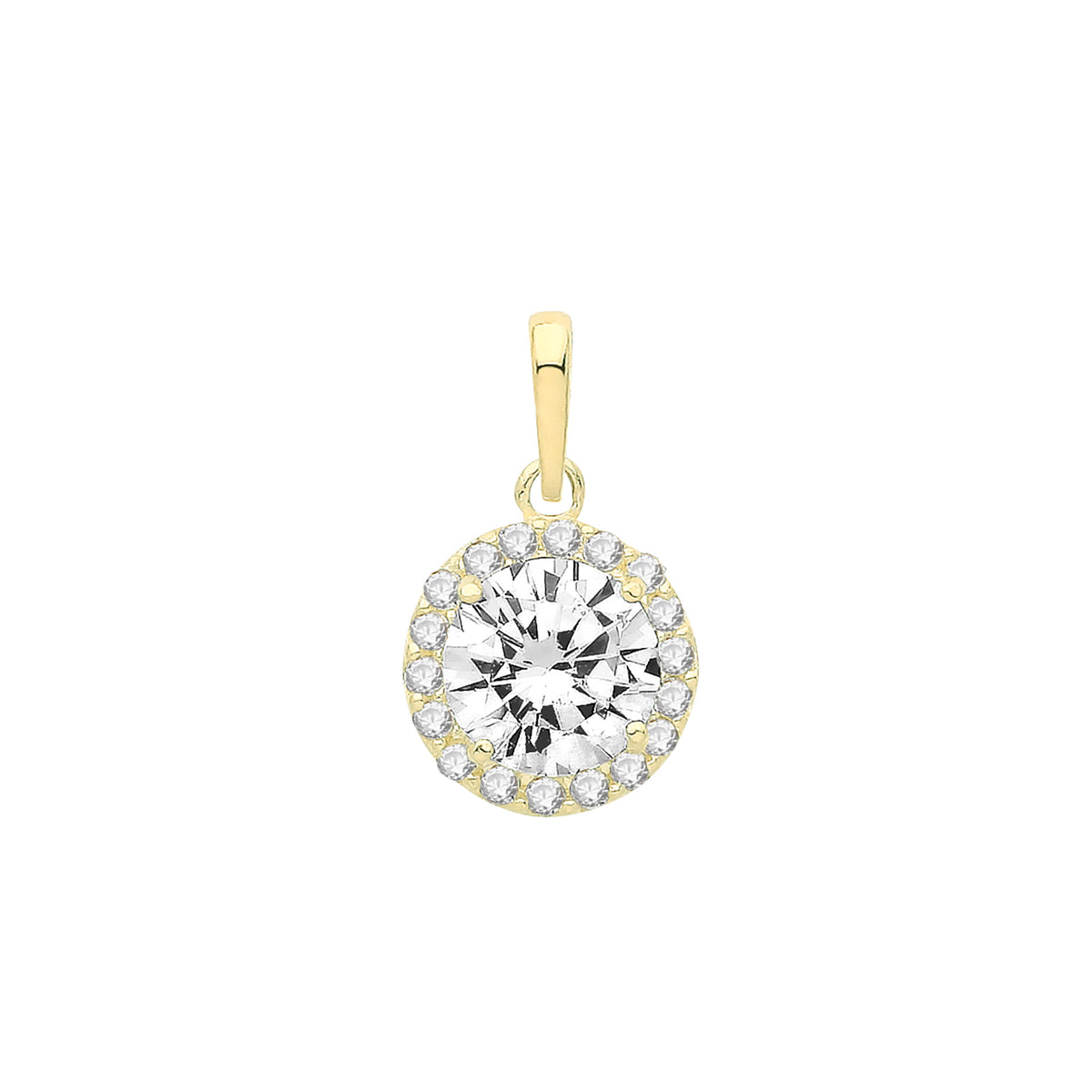 9ct Gold Round CZ Cluster Pendant - PN1242