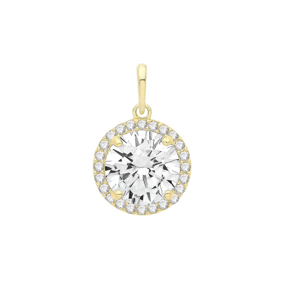 9ct Gold Round CZ Cluster Pendant - PN1243