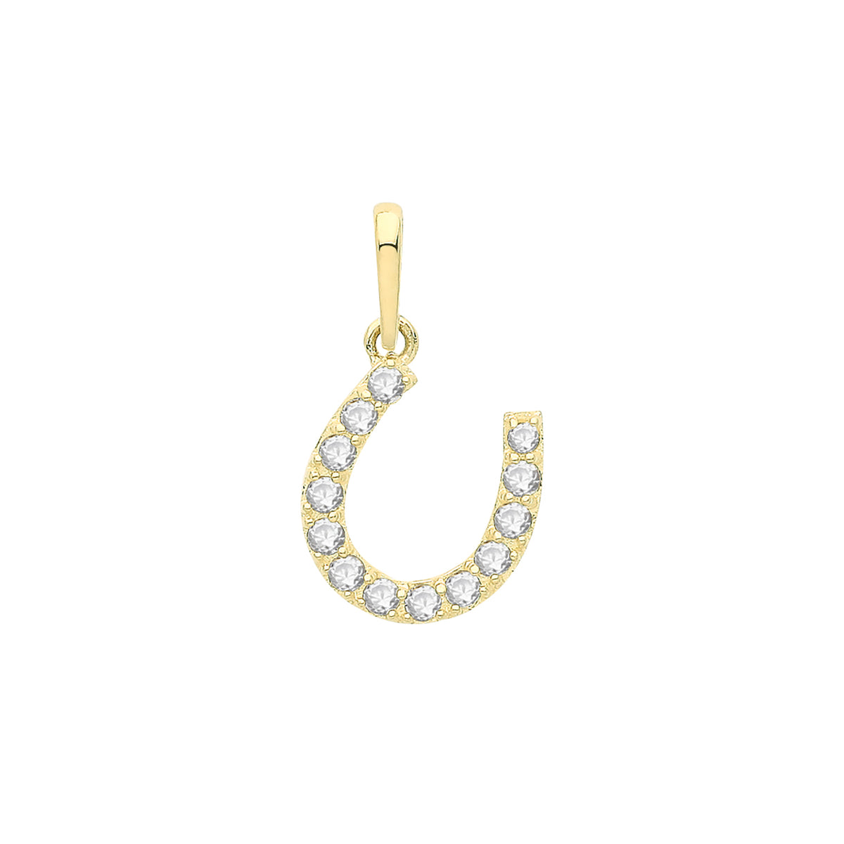 9ct Gold CZ Horseshoe Pendant - PN1255