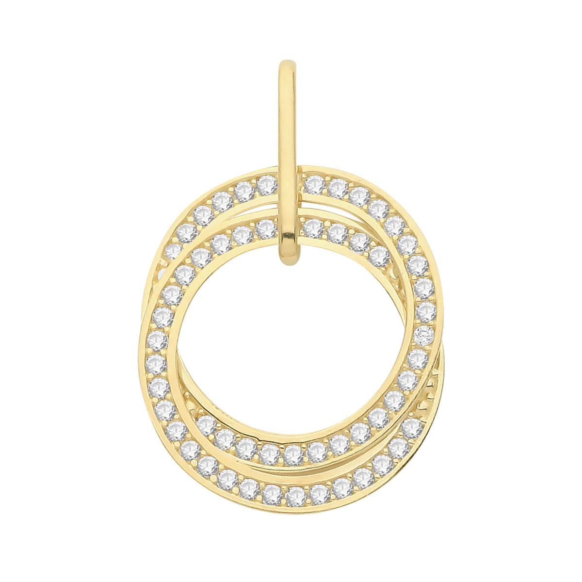 9ct Gold CZ Entwined Circles Pendant - PN1258
