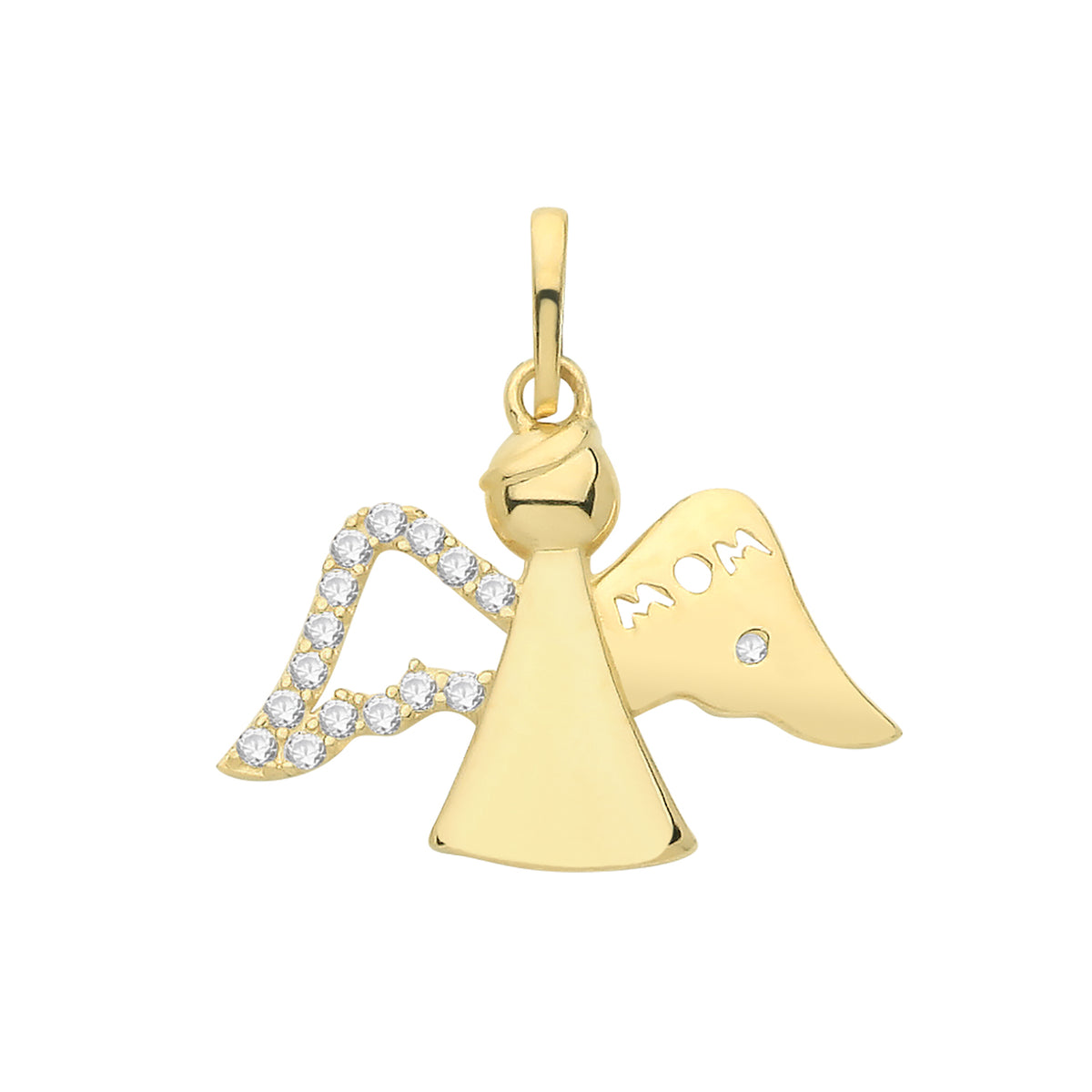 9ct Gold CZ Angel Mum Pendant - PN1268