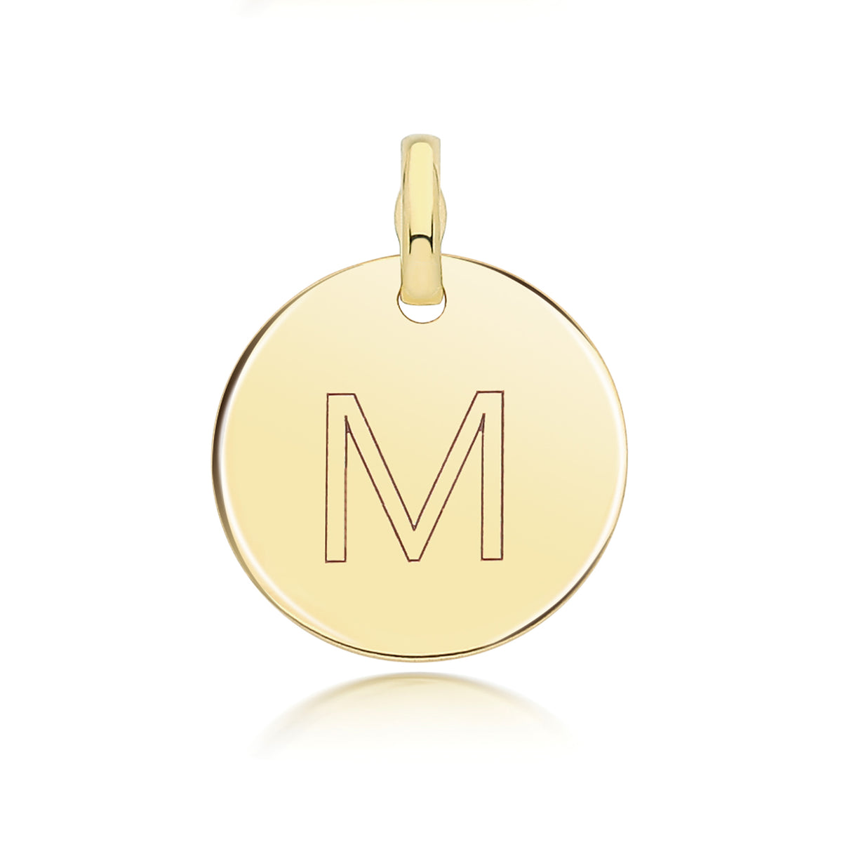 9ct Gold Round Plain Initial Pendant - PN1280