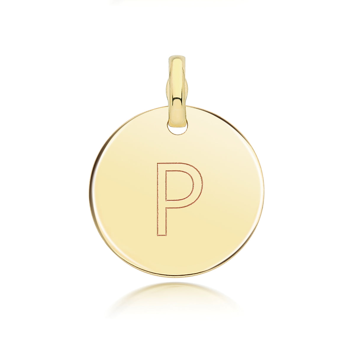 9ct Gold Round Plain Initial Pendant - PN1280