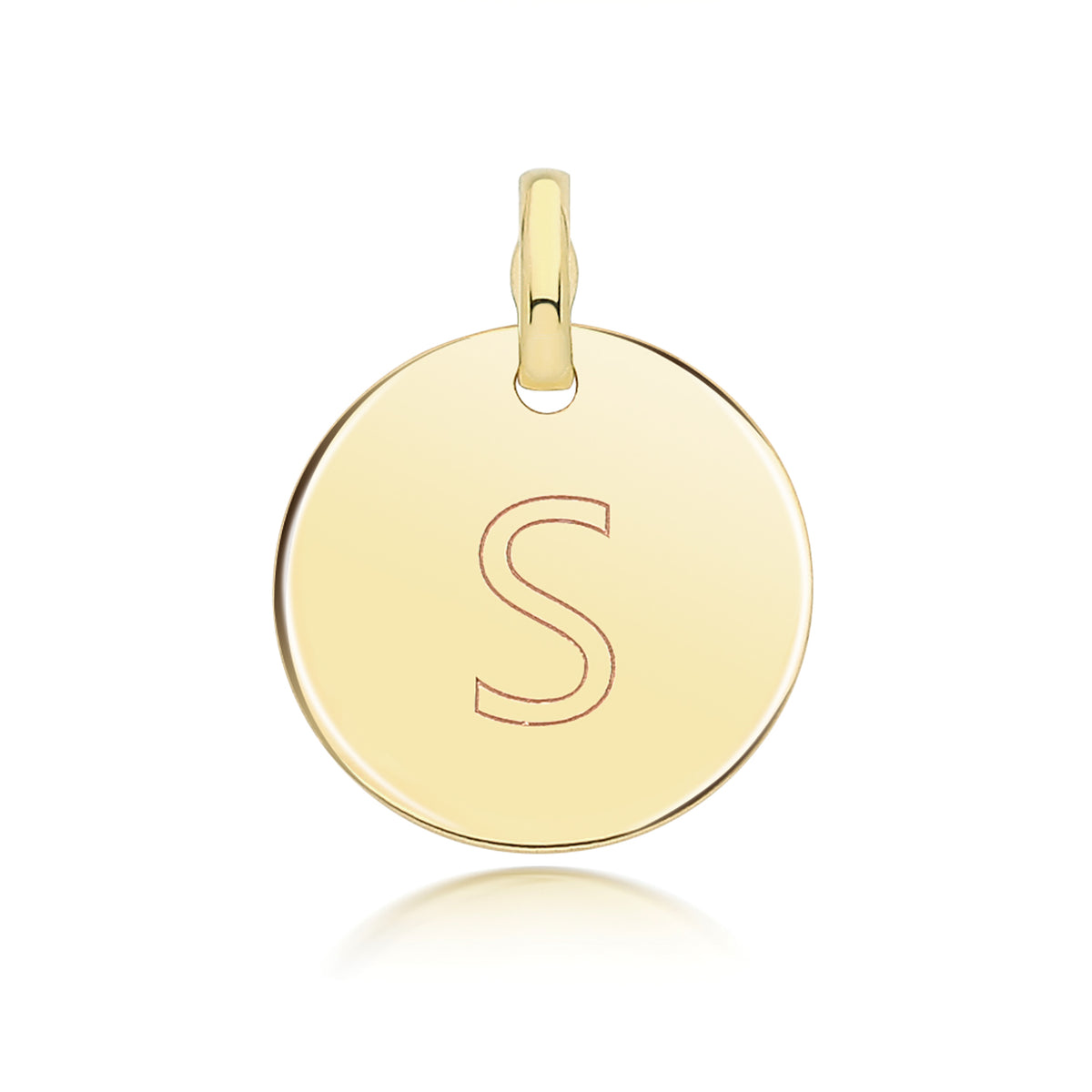 9ct Gold Round Plain Initial Pendant - PN1280