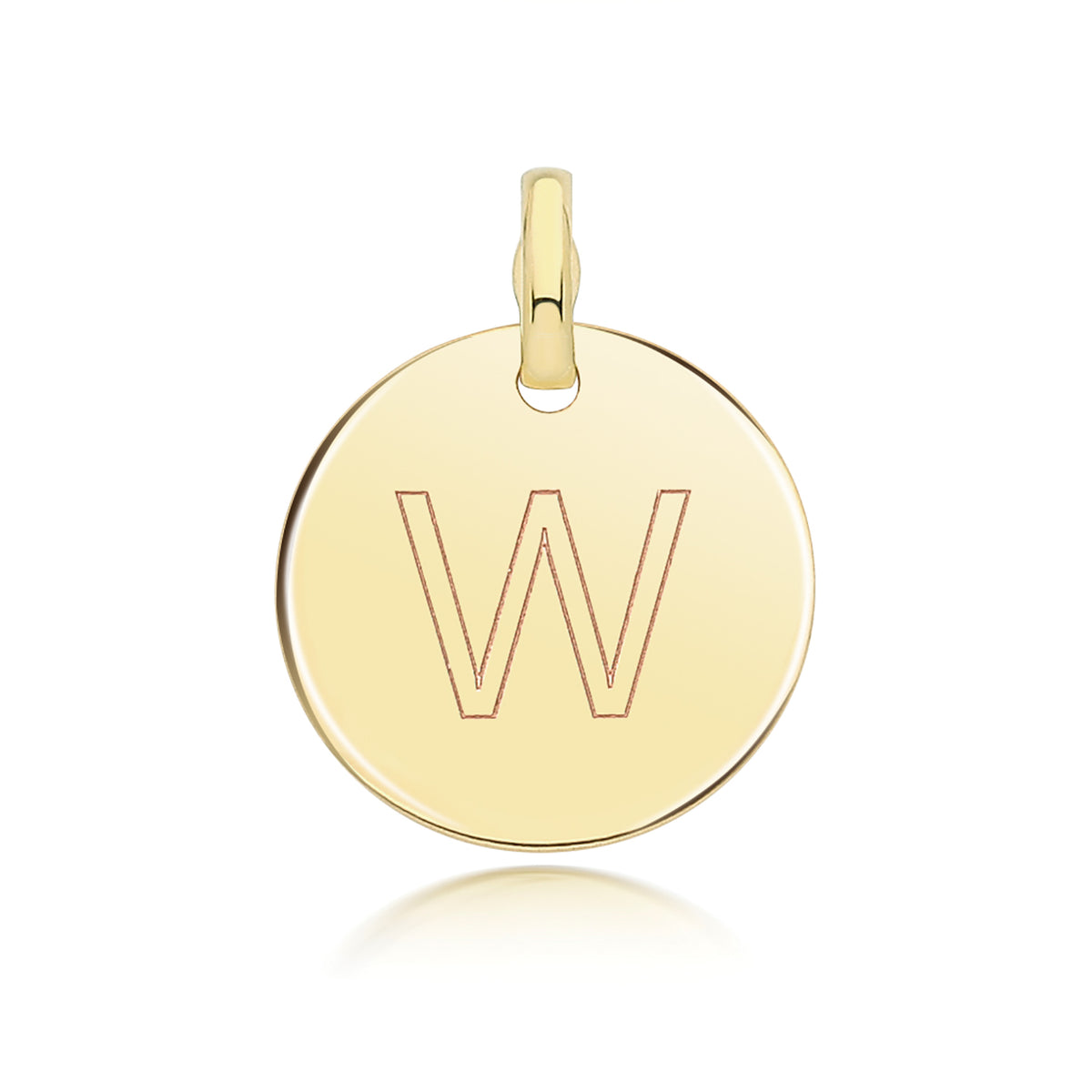9ct Gold Round Plain Initial Pendant - PN1280