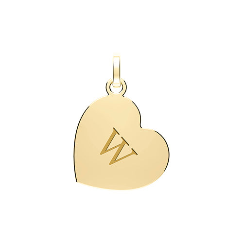 9ct Gold Heart Initial Pendant - PN1290 W