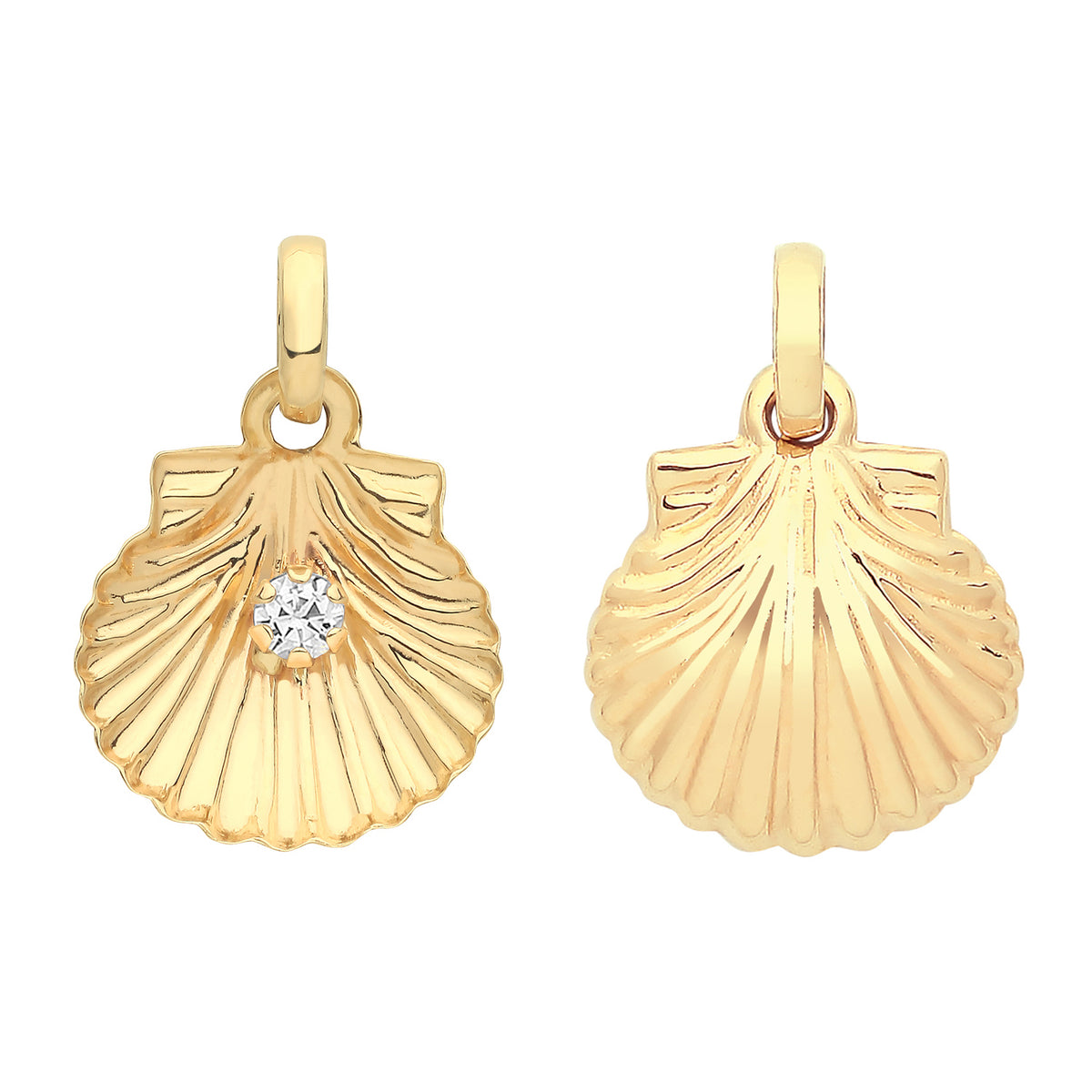 9ct Gold Shell Pendant With CZ - PN1304