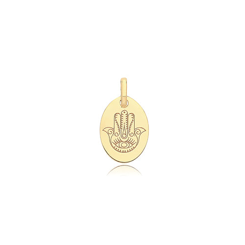 9ct Gold Engraved Hamsa Pendant - PN1332