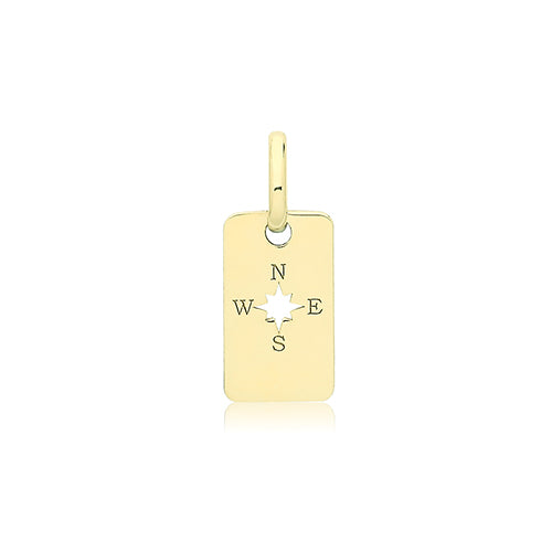 9ct Gold Engraved Compass Pendant - PN1333