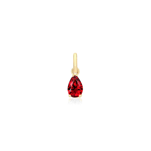 9ct Gold Pear Shaped Ruby Red CZ Pendant - PN1352R