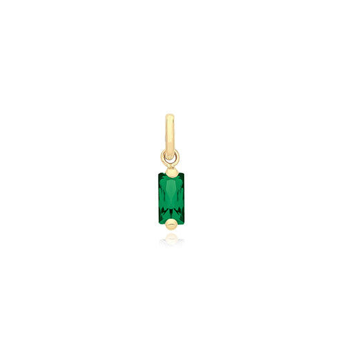 9ct Gold Baguette Shaped Emerald Green CZ Pendant - PN1353E