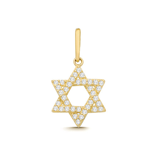 9ct Yellow Gold CZ Star Of David Charm - PN1362