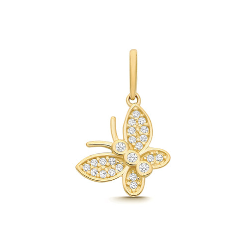 9ct Yellow Gold CZ Butterfly Charm - PN1368