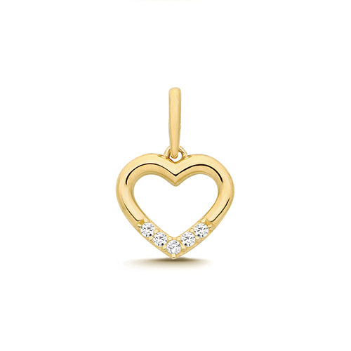 9ct Yellow Gold CZ Heart Charm - PN1377