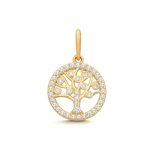 9ct Yellow Gold CZ Tree Of Life Charm - PN1381