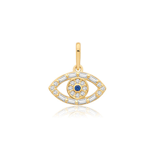 9ct Yellow Gold Sa-cz Evil Eye Pendant - PN1412