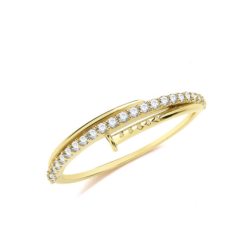 9ct Gold CZ Nail Ring - RN967