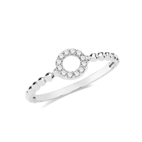 9ct Gold CZ Circle Bobble Ring - RN976W