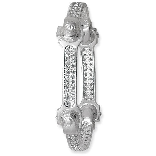 Silver gents' spanner CZ bangle G2205