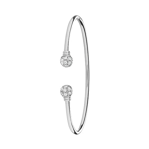 Sterling Silver Maidens' CZ Torc Bangle G4032M