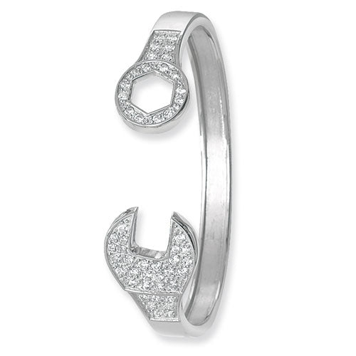 Sterling Silver CZ Spanner Bangle G4103