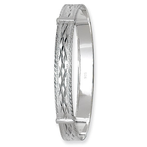 Sterling Silver Diamond Cut Expandable Bangle G4106