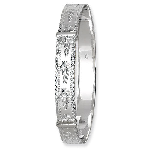Sterling Silver Diamond Cut Expandable Bangle G4108