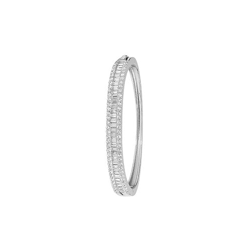 Sterling Silver Babies' CZ Three Row Hinged Bangle G4238