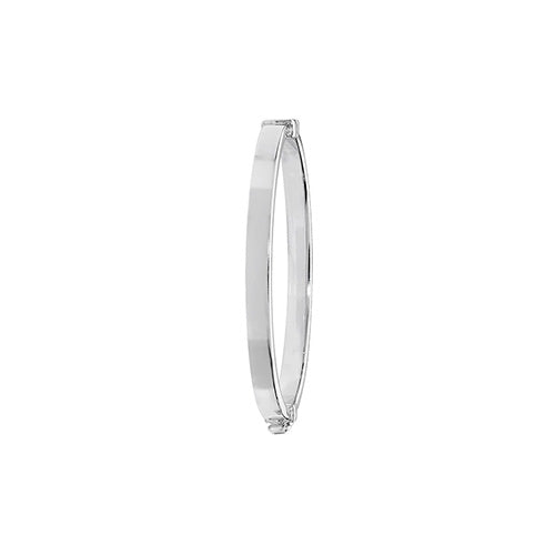 Sterling Silver Babies' Square Tube Hinged Oval Bangle G4279