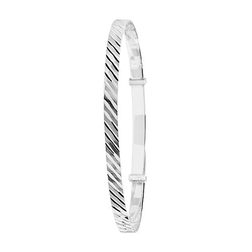 Sterling Silver Diamond Cut Expandable Bangle G4382