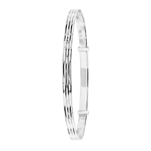 Sterling Silver Diamond Cut Expandable Bangle G4383