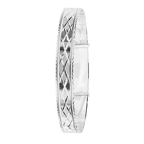 Sterling Silver Diamond Cut Expandable Chunky Bangle G4385