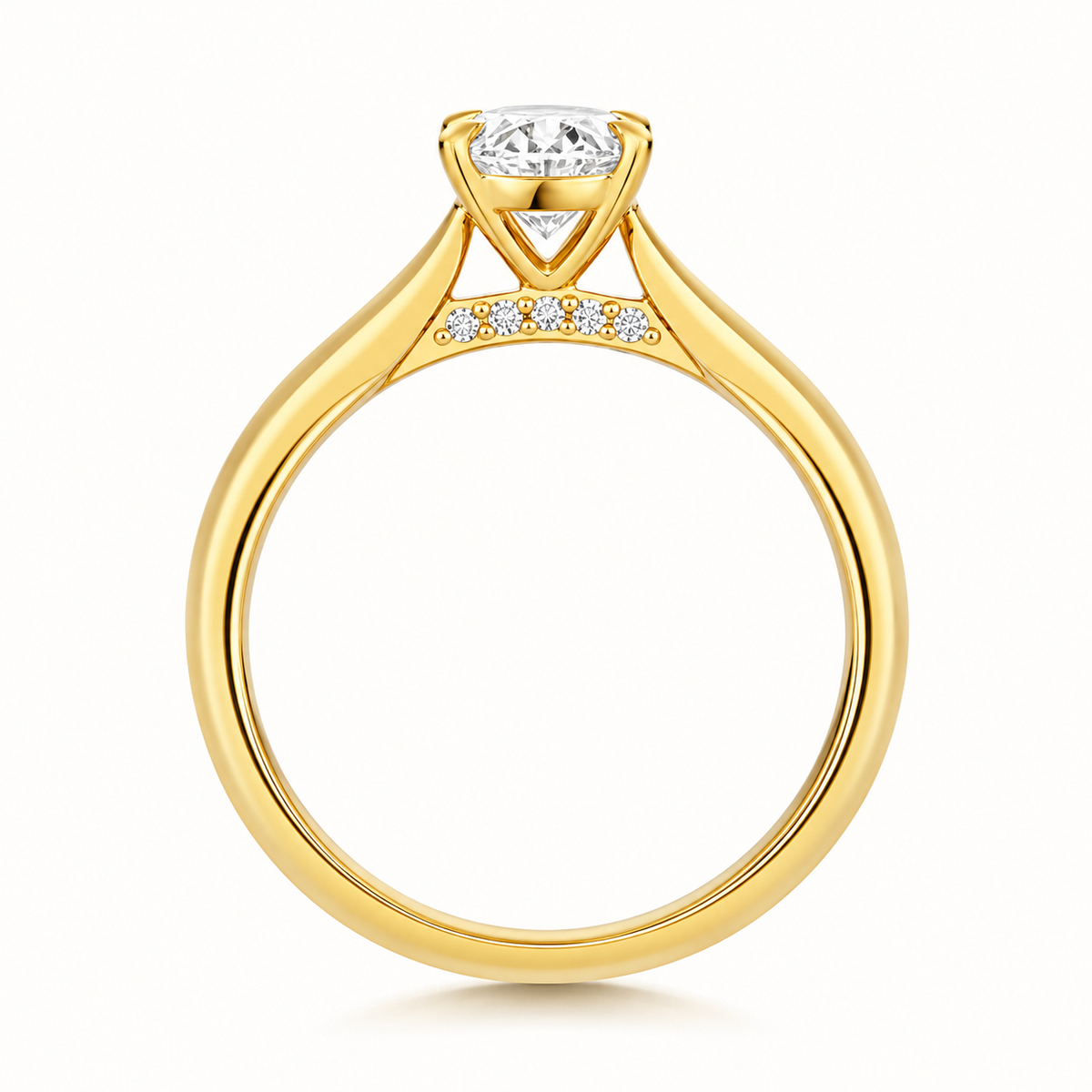 18ct yellow gold oval solitaire lab diamond engagement ring alternative view