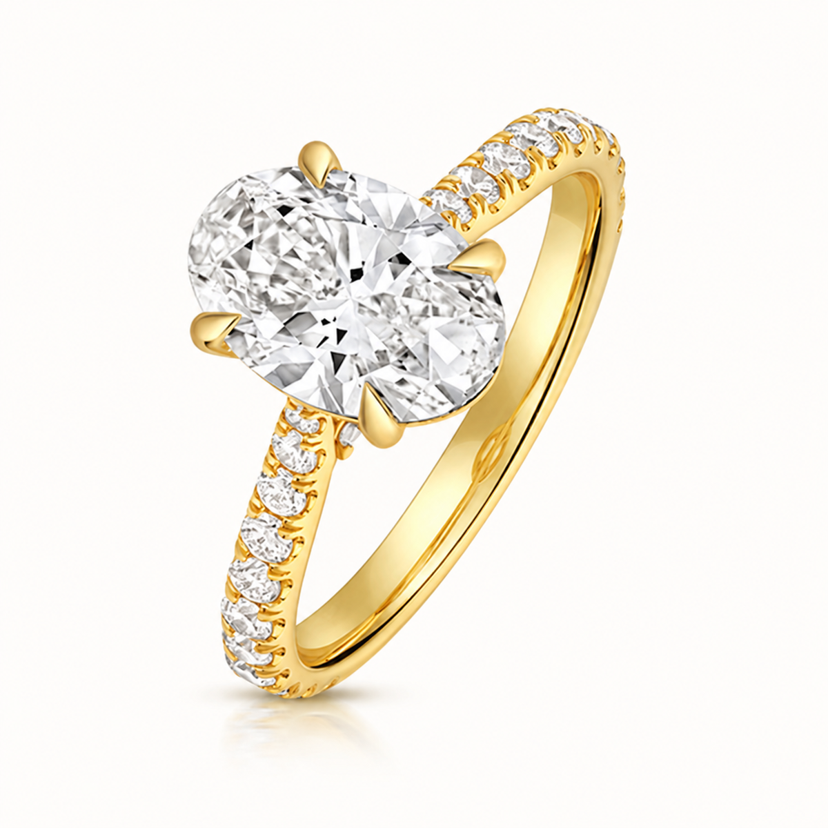 18ct yellow gold oval lab diamond engagement ring front view