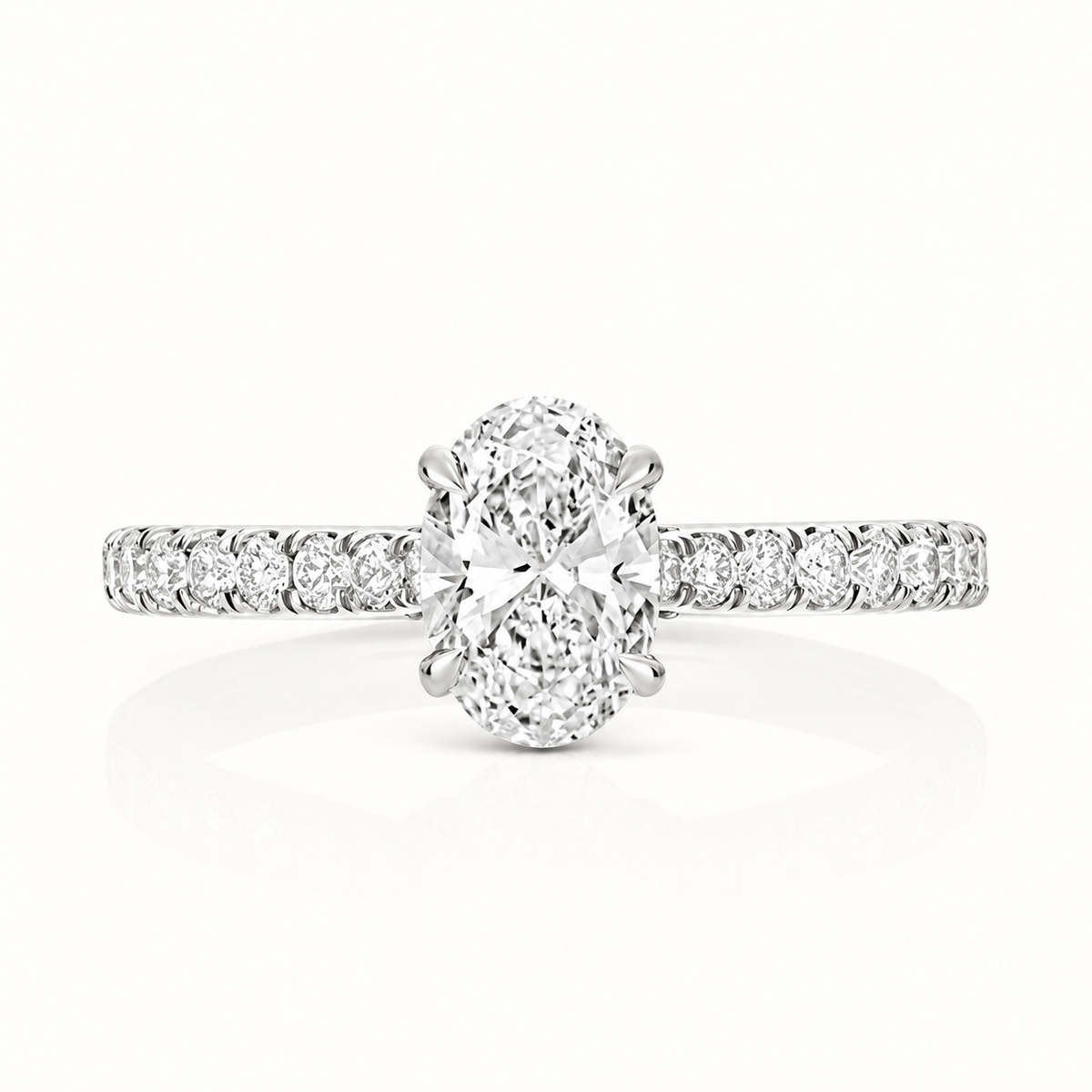 18ct white gold oval lab diamond engagement ring alternative view