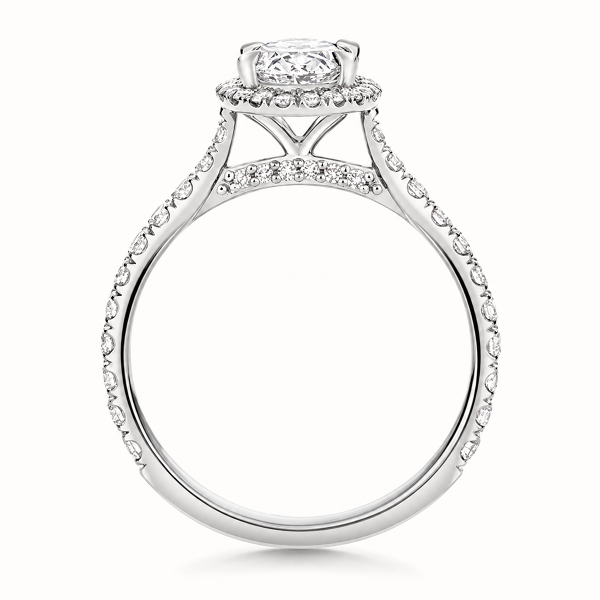 18ct white gold oval lab diamond engagement ring alternative view