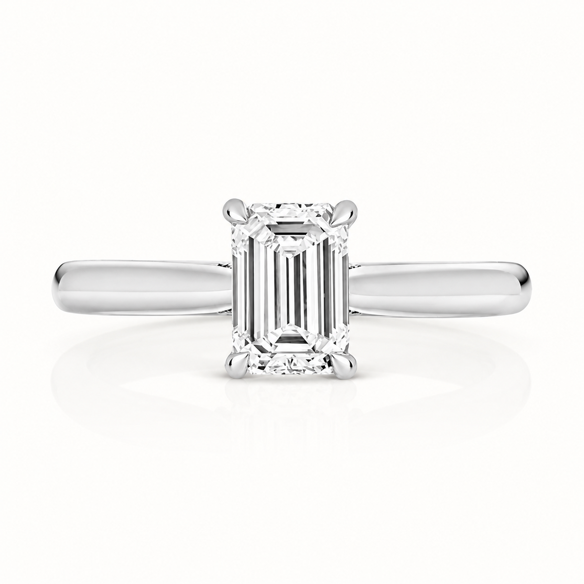18ct white gold emerald cut lab diamond engagement ring alternative view