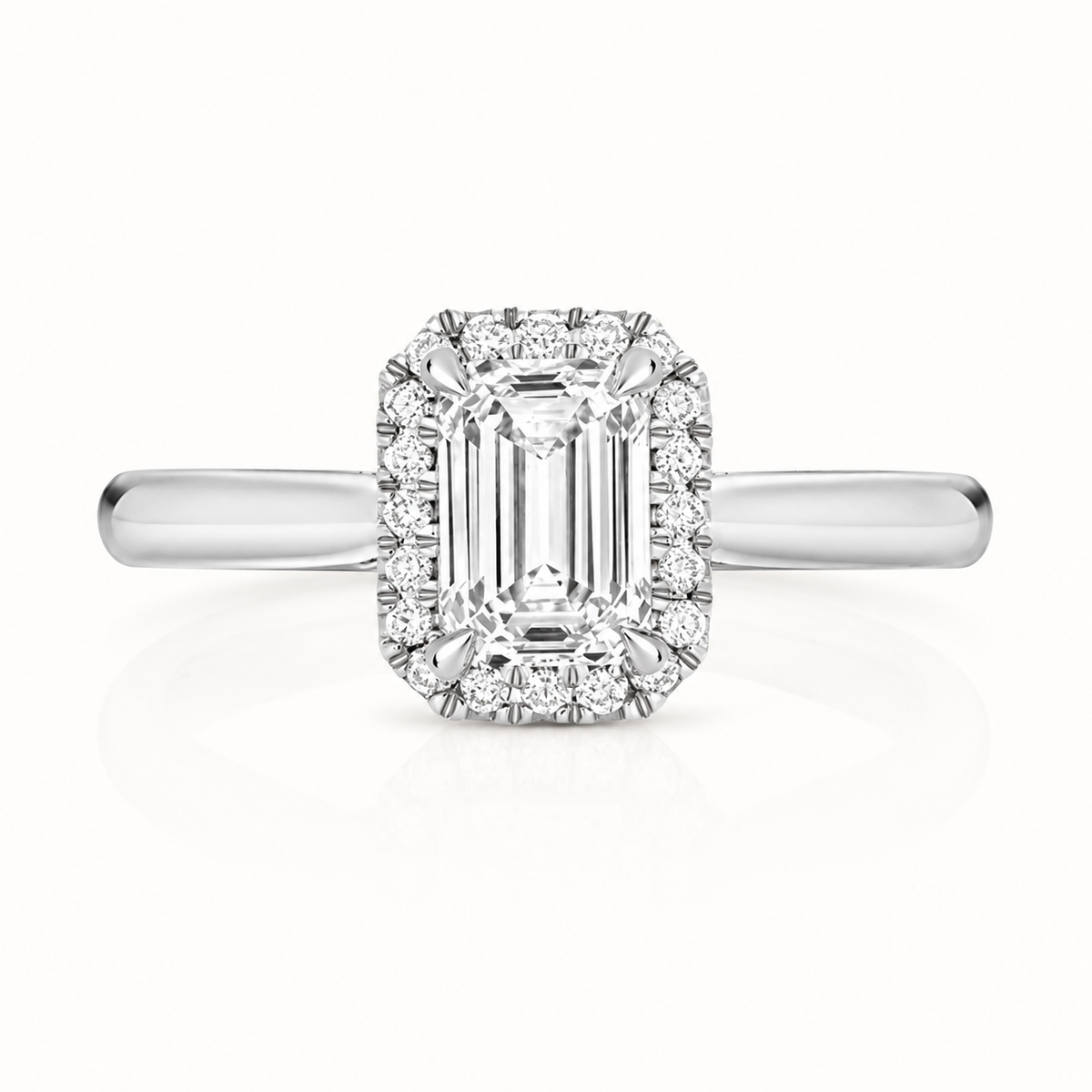 18ct white gold emerald cut lab diamond engagement ring alternative view