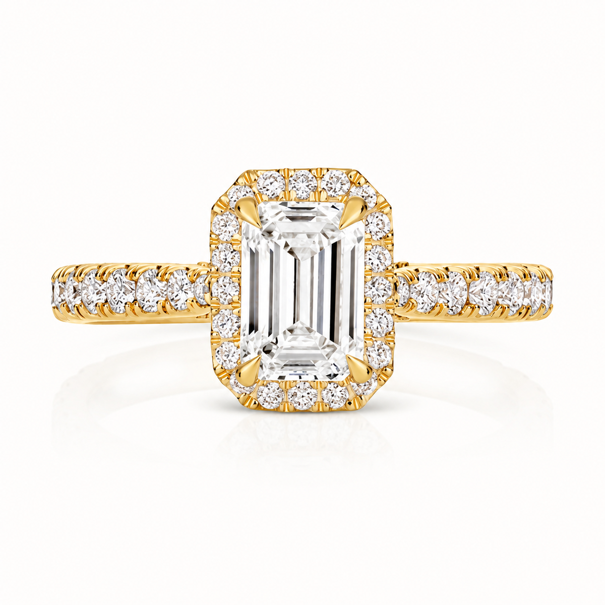 18ct gold emerald cut lab diamond engagement ring alternative view