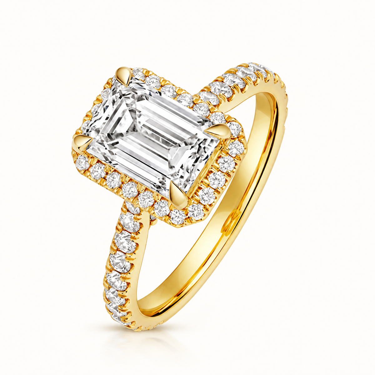 18ct gold emerald cut lab diamond engagement ring alternative view