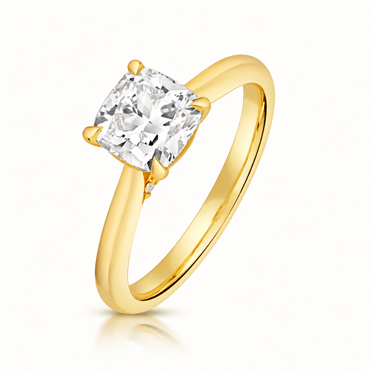 18ct gold cushion lab diamond engagement ring alternative view