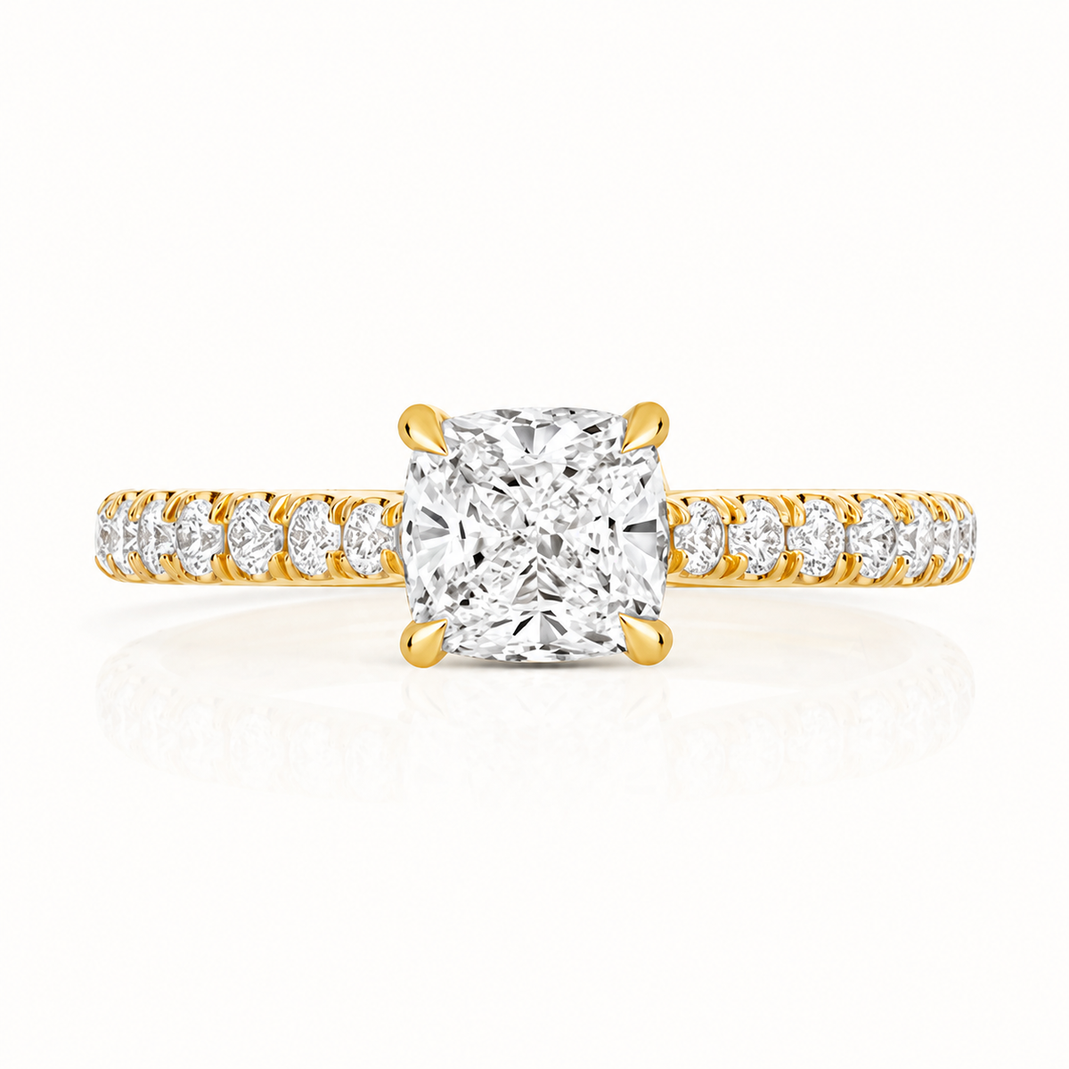 18ct gold cushion lab diamond engagement ring alternative view