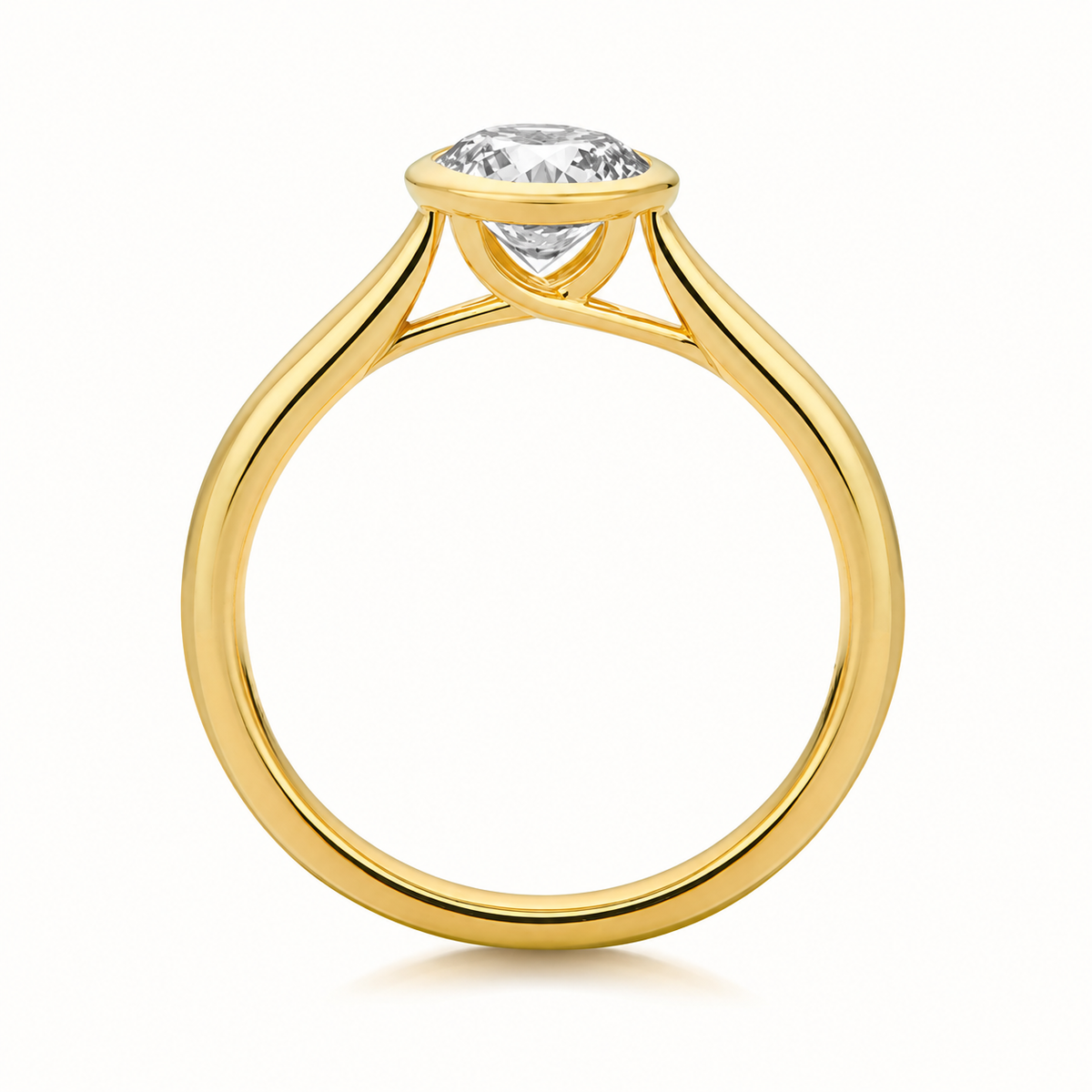 18ct gold round rubover lab diamond engagement ring alternative view