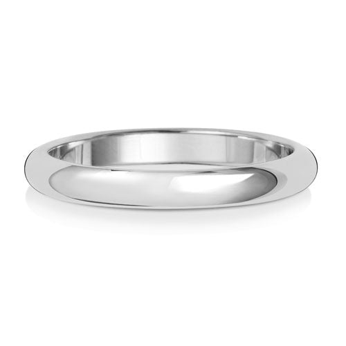 D-Shape Wedding Band 2.5mm in white gold, lying flat