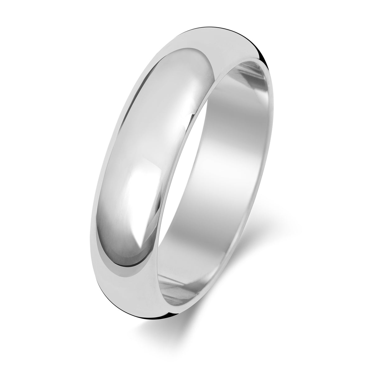 Plain D-Shape Wedding Band · 5mm in 9ct white gold