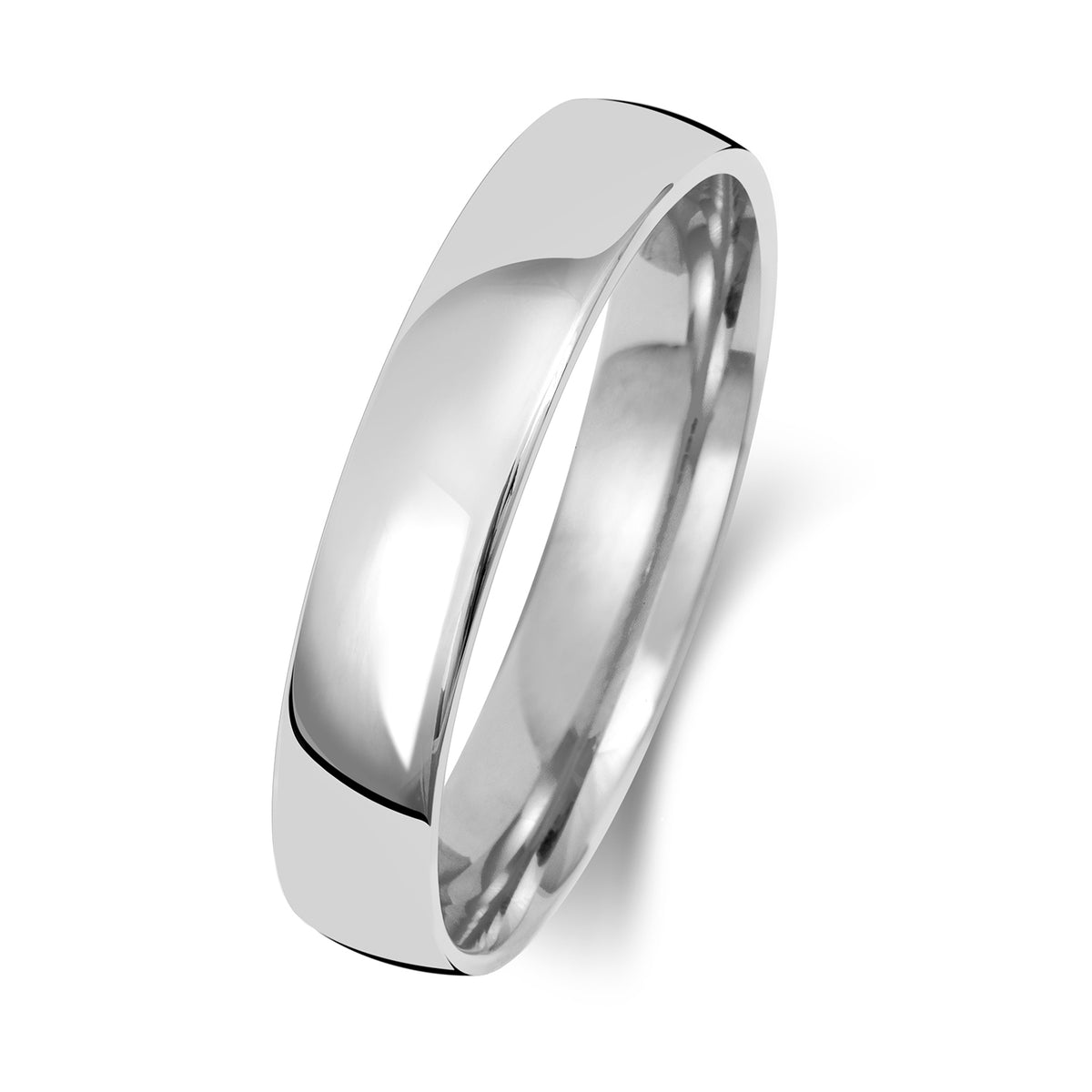 Plain Slight Court Wedding Band · 4mm in 9ct white gold