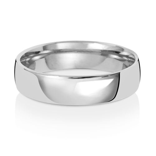 Slight Court Wedding Band 5mm in white gold, lying flat