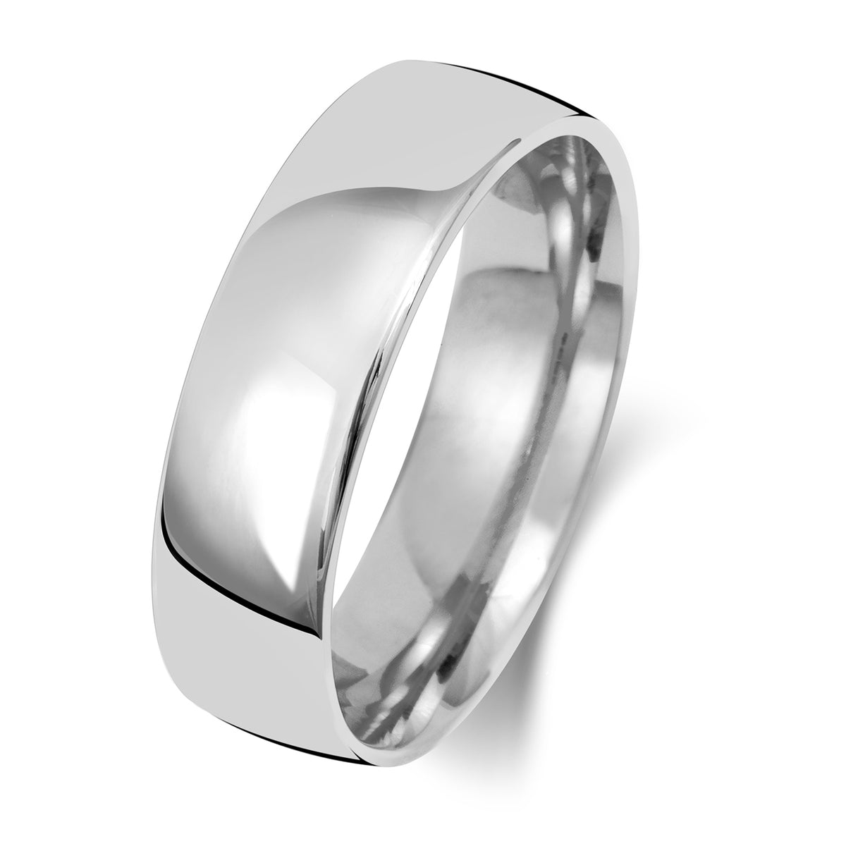 Plain Slight Court Wedding Band · 6mm in 9ct white gold