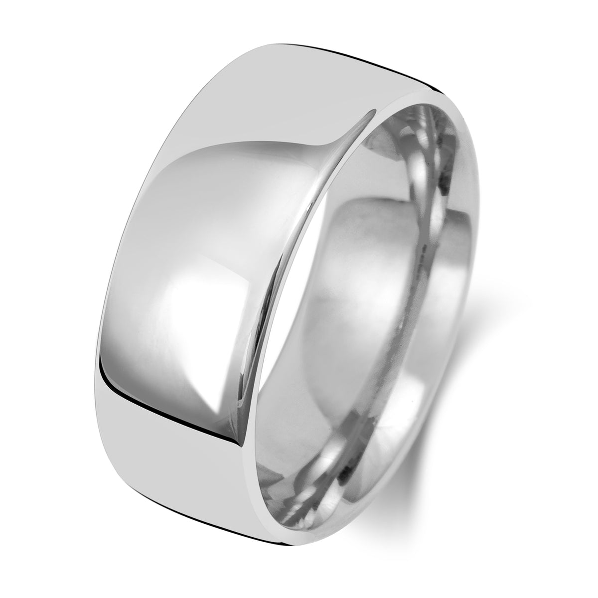 Plain Slight Court Wedding Band · 8mm in 9ct white gold